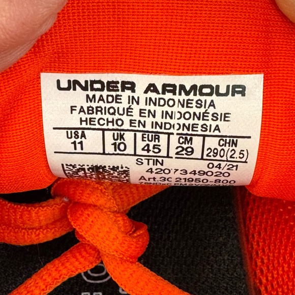 Under Armour Running Shoes Charged Impulse 2 Men's 11 Orange Athletic Sneakers - Picture 6 of 14